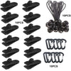 Canopy Fixed Tent Clip Rope Buckle Set 10 Clips+10 White Dot Ropes+10 Black PP Fast Hangings