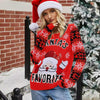 Christmas Women Pullover Sweater Santa Claus Embroidery Crew Neck Knit Sweater, Size: L(Red)