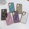 For Samsung Galaxy S24 5G Electroplating PC Glitter Grain MagSafe Phone Case(Blue)