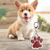 5x Red Metal Pet ID Tags, Zinc Alloy, Engraved Paw Print, with Rings