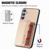 For Samsung Galaxy S25+ 5G Carbon Fiber Magnetic Card Wallet RFID Blocking Phone Case(Khaki)