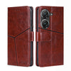 For Asus Zenfone 9 Geometric Stitching Leather Phone Case(Dark Brown)