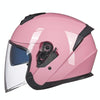 GXT Electric Vehicle Four Seasons Sun Protection & Windshield Double Lens Helmet, Size: L(Light Pink)