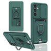 For Samsung Galaxy S24 FE 5G Sliding Camshield Magnetic Card Holder Silicone Phone Case(Dark Night Green)