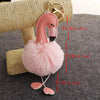 Flamingo Pompom Fluffy Plush Soft Keychain Pendant Stuffed Plush Keychains(Light Grey)