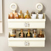 Suction Cup Wall Mounted Bathroom Shelf Drainage Detachable Storage Rack Hanging Basket, Style: 2 Layers Small Cream