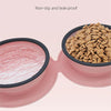 Collapsible Silicone Double Pet Bowl (Pink) - Portable & Anti-Choke