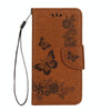 For iPhone X / XS Pressed Flowers Butterfly Pattern Horizontal Flip Leather Case with Holder & Card Slots & Wallet & Lanyard(Brown)