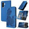 For Samsung Galaxy A36 5G Datura Flower Embossed Flip Leather Phone Case(Blue)