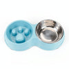 Slow Feed Cat Bowl, Blue, Non-Slip, Stainless Steel, Anti-Choke