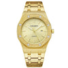 CAGARNY 6885 Octagonal Dial Quartz Dual Movement Watch Men Stainless Steel Strap Watch(Gold Shell Gold Dial)