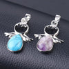 Women Angel Wings Pendants Natural Crystal Stone Necklaces(Red Agate)