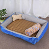 Plush Pet Bed with Rattan Mat & Blanket, XXS (45x30x15cm), Light Grey