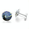 1 pair Fashion Van Gogh Art Painting Series Cufflinks Van Gogh Starry Night Crystal Glass Cabochon Cufflinks(Gold)