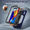 For Xiaomi Redmi Pad SE 8.7 Rotatable Holder Silicone Hybrid PC Tablet Case with Shoulder Strap(Navy Blue)