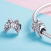 S925 Sterling Silver Angel Wings Loose Beads DIY Beaded Bracelet, Style:Bead+Chain