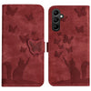 For Samsung Galaxy A36 5G Butterfly Cat Embossing Flip Leather Phone Case(Red)