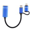 USB 3.0 Female to 8 Pin + USB-C / Type-C Male Charging + Transmission OTG Nylon Braided Adapter Cable, Cable Length: 11cm(Blue)