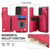 For Samsung Galaxy A73 5G Double Flap Zipper RFID Leather Phone Case with Short Lanyard(Red)