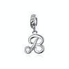 S925 Sterling Silver 26 English Letter Pendant DIY Bracelet Necklace Accessories, Style:B