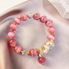 S2204-5 Pink Opal Crystal Beaded Bracelet Ladies Natural Crystal Bracelet