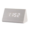 Mute Luminous Electronic Clock Wooden Sound Control Small Triangle Alarm Clock White Wood White Light