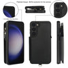 For Samsung Galaxy S23 5G Double Flap Zipper RFID Leather Phone Case with Short Lanyard(Black)
