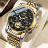 OLEVS 2859 Men Multifunctional Luminous Waterproof Quartz Watch(Black + Gold)