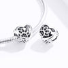 Black Zircon Beaded S925 Sterling Silver Pet Paw Print Beads DIY Bracelet Bead