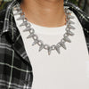 NL110 Spiked Thorns Studded With Diamonds Hip-Hop Cuban Necklace, Size: 20cm (Silver)