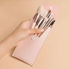 8-in-1 Mini Wooden Handle Makeup Brush Set Portable Loose Powder Brush(Apricot Pink)
