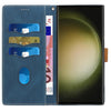 For Samsung Galaxy S23 Ultra 5G Grid Stitching Leather Phone Case with Lanyard(Blue)