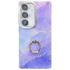 For Samsung Galaxy S25 5G Electroplated Marble Texture Ring Holder Phone Case(Blue Purple S10)