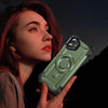 For Samsung Galaxy A06 Lens Holder MagSafe Phone Case(Army Green)