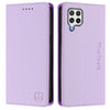 For Samsung Galaxy A22 4G RC01 Dual-Folded Magnetic Suction RFID Leather Phone Case(Light Purple)