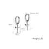 OPK GE935 1pair Personalized Stainless Steel Spike Cross Earrings