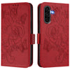 For Samsung Galaxy A56 5G Embossed Rose RFID Anti-theft Leather Phone Case(Red)