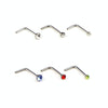 60 PCS Color Mixed Diamond Shape Stainless Steel Nose Stud Rings L Shaped Piercing Jewelry,Pin Length: 7mm, pin diameter: 0.6mm (White)
