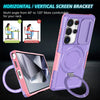 For Samsung Galaxy S25 Ultra 5G Sliding Camshield MagSafe Holder TPU Hybrid PC Phone Case(Pink Purple)