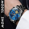 OLEVS 2859 Men Multifunctional Luminous Waterproof Quartz Watch(Black + Blue)
