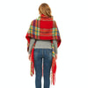 Autumn & Winter Polyester Ladies Warmth Thickened Fringed Fine Grid Scarf, Size:190cm(GWB12-02 Navy)