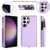 For Samsung Galaxy S23 Ultra 5G Double Flap Zipper RFID Leather Phone Case with Short Lanyard(Light Purple)