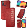 For Alcatel 1S 2021 Cubic Grid Pressed Horizontal Flip Magnetic PU Leather Case with Holder & Card Slots & Wallet(Red)