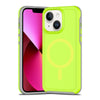 For iPhone 13 Shockproof MagSafe Armor PC Hybrid TPU Phone Case(Fluorescent Green+Gray)