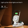C40 Folding 3 in 1 MagSafe Magnetic Wireless Charger with LED Light(White)