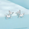 Sterling Silver S925 Platinum Plated Cute Chihuahua Dog Earrings