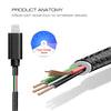 3m 3A Woven Style Metal Head 8 Pin to USB Data / Charger Cable(Black)