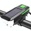Bicycle Solar Headlight Horn Light Night Riding USB Charging Headlight Bicycle Glare Flashlight Equipment(Green)