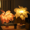 Ostrich Feather Table Lamp Wrought Iron Night Light LED Copper Wire Lamp(Royal Blue)
