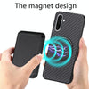 For Samsung Galaxy A56 5G Carbon Fiber Leather Card Magsafe Phone Case(Black)